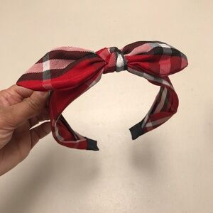 Red Plaid Bow Headband